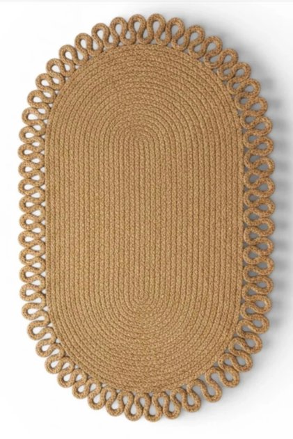 Washable Tricot Knitted Jute Bath Mat (40X60, 50X80, 60X100 cm) - Bohemian Oval Mat