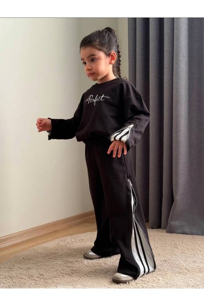 Spanish-Style Pants and Sleeves with Zipper Adjustable Strip Detail, Top and Bottom Girls' Set