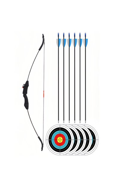 Bow and Arrows Set for Teens and Beginners, Recurve Archery Beginner Bow Kit 6 Arrows, 5 Target Papers
