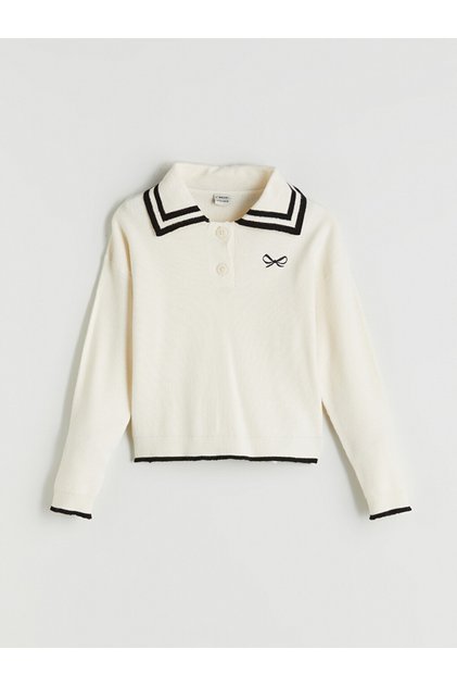 Polo Neck Girls' Knit Sweater