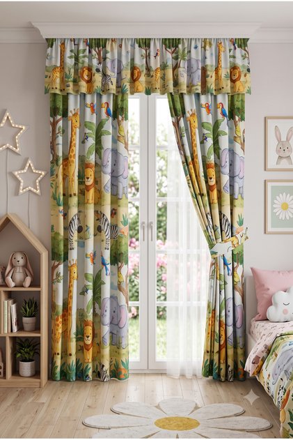 Baby & Kids Curtain Colored 2-Wing Cornice Short Background Curtain Modern