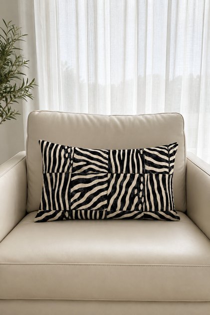 Patchwork Zebra Patterned 2-Piece Throw Pillow Cover 35X55 cm