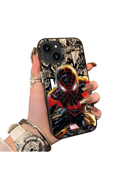 iPhone 15 Compatible Spiderman Patterned Silicone Edge Hard Back Case Couple Phone Case