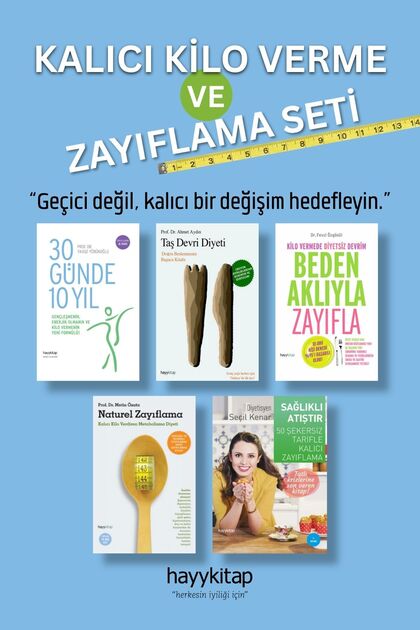 Kalıcı Kilo Verme ve Zayıflama Seti (5 Kitap) 30 Günde 10 Yıl - Taş Devri Diyeti - Beden Aklıyla Zayıfla - Naturel Zayıflama - Sağlıklı Atıştır