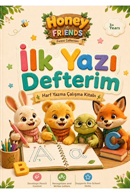 Papelia Honey & Friends My First Writing Notebook Letter Writing Workbook – English Alphabet Ages 3+