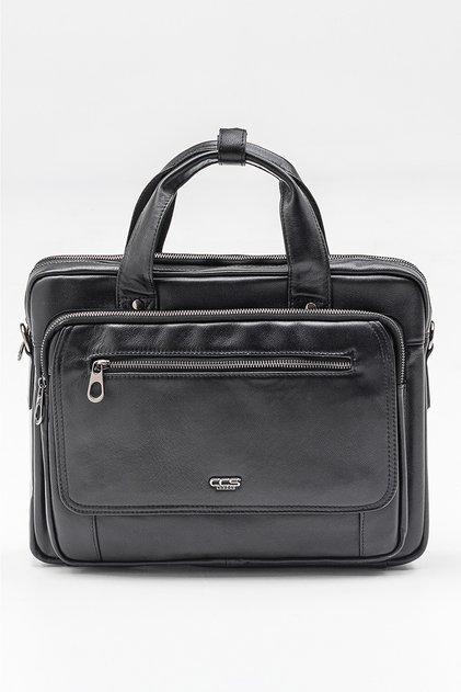 71473 Genuine Leather Briefcase with Laptop Compartment, Multi-Compartment Business and Office Bag with Shoulder Strap