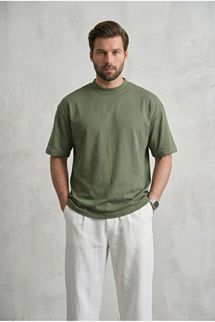 ちぃ様 Madmext Erkek Haki Oversize Fit Basic Tişört 6066 - Fiyatı, Yorumları