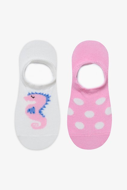 Girl's Seahorse Dot 2-Piece Multicolored Ballerina Socks