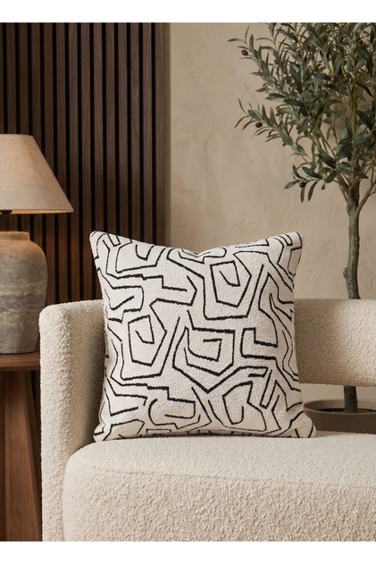 '' Monve'' Geometric Patterned Textured Throw Pillow Cover 45X45