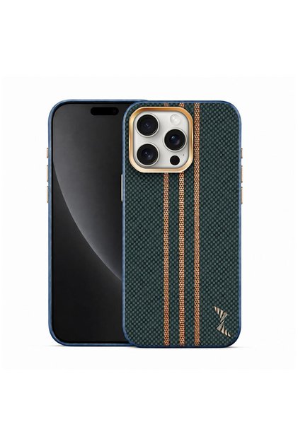 Apple iPhone 14 Pro Max Compatible Case Goldrix Carbon Fiber M-Safe Case Navy Blue