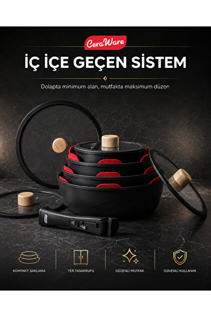刀志猫のプワソン　4枚セット Ceraware Hona Made in Korea Seramik Tencere Tava Seti 14 Parça