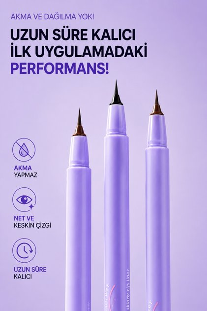 Long Lash Skinny Tip Liner 0.1 mm Ultra Fine Tip Long-Lasting Eyeliner for All Day Wear