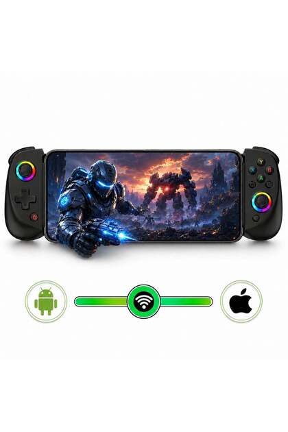 Controler de jocuri wireless cu joystick Hall, Bluetooth 5.0, platformă extensibilă de 129-252 mm, LED, negru