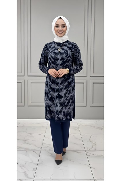 SET TRICOTAJ SEZONIER Material acrilic din bumbac cu model material elastic
