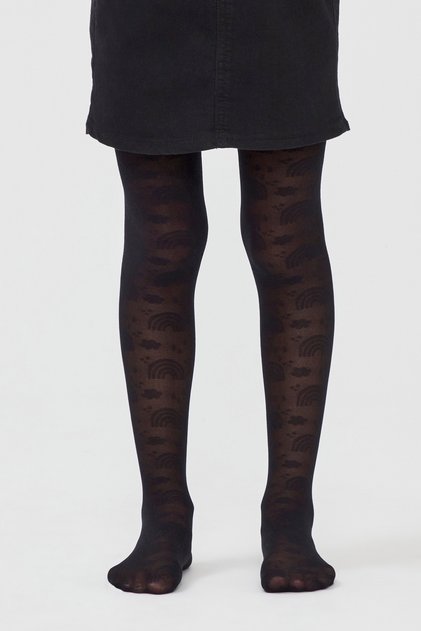 Girl's Black Pretty Rainbow Cloud Pantyhose