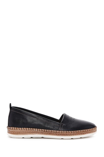 Women's Black Leather Shoes, Comfort Loafer 26Pfd500118