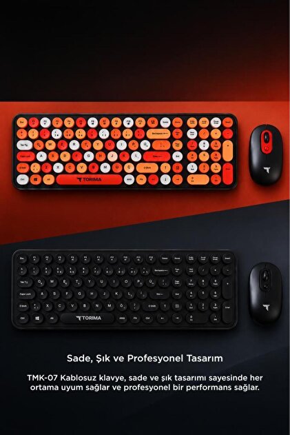 Torima Kablosuz Q Klavye Mouse Seti Retro Daktilo Görünümlü TMK07