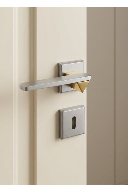 Larua Square Rosette Aluminum Door Handle (Room/Yale/Wc) Satin - Matte Gold