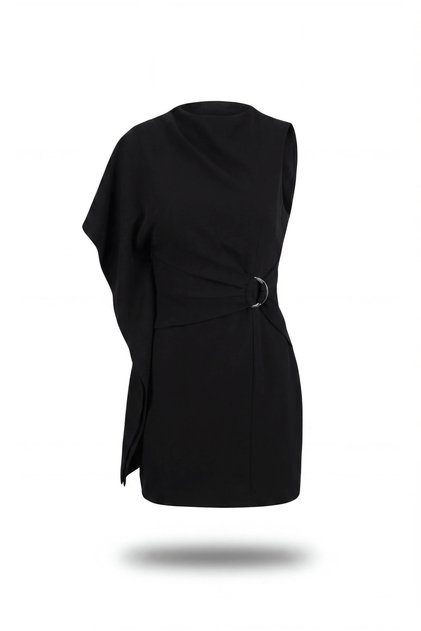Black One Shoulder Buckle Dress