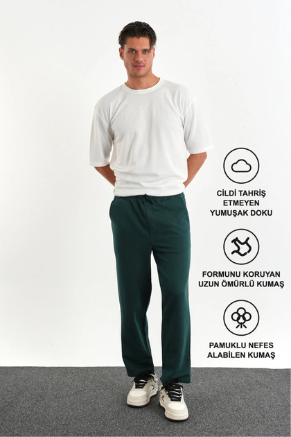Men's Regular Fit Soft Fabric Sweatpants with Elastic Waist Green