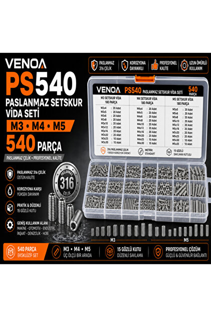 Venoa Ss730 Setskur Vida Seti M3, M4, M5 Çantalı 730 Parça