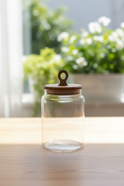 Nooden Acacia Lid Round Glass Jar