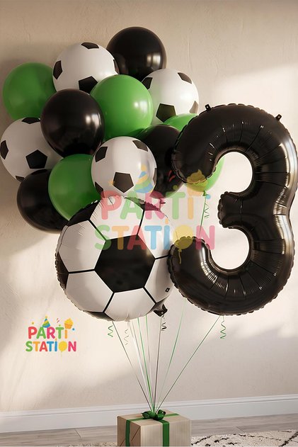 Football Ball Match 3 Year Old Balloon Set Football Ball Match Concept Birthday Set Age Balloon Set