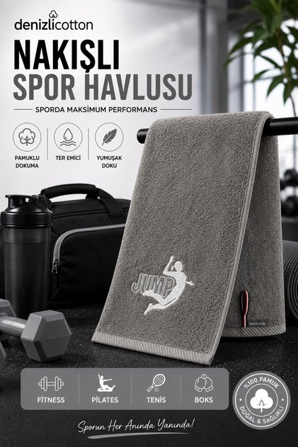 Embroidered Sports Towel Cotton, Anti-Bacterial, Sweat-Absorbent Fitness Plates Boxing Tennis Sports Towel