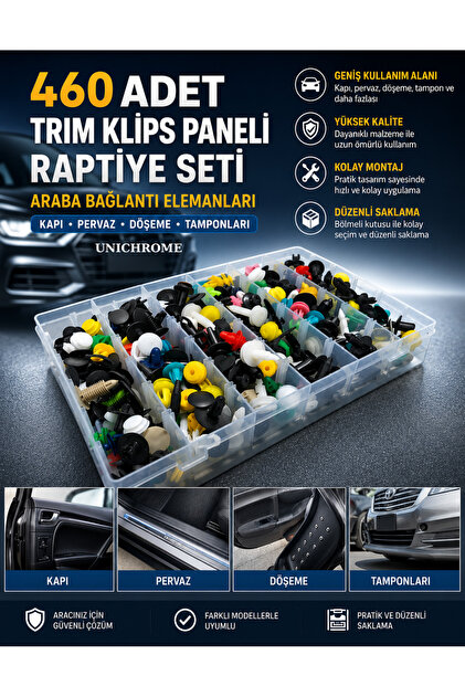 rippeおまとめ Unichrome 460 Adet Trim Klips Paneli Raptiye Seti Araba Bağlantı
