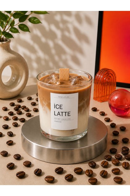 Ice Latte Dekoratif Mum , Soya Wax , Kahve Esanslı , Handmade