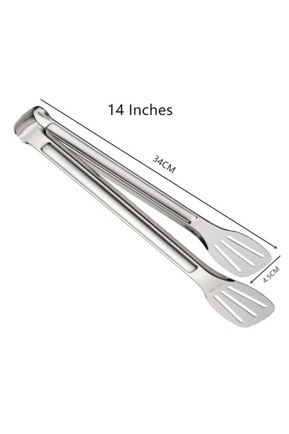 14 inches Stainless Steel Food Tongs Barbecue Tongs Meat Salad Steak Food Serving Clip Tweezers Long