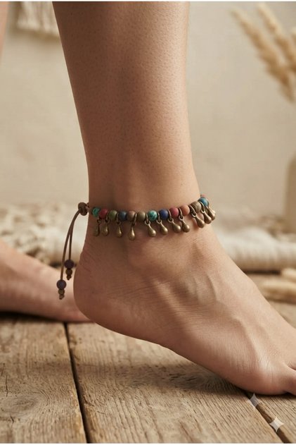Handmade Brass Apparatus and Bead Detailed Special Design Anklet