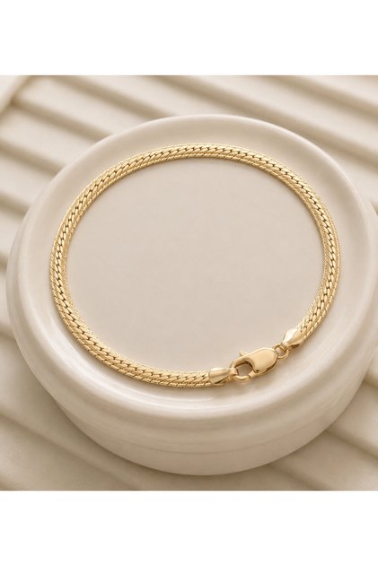 Unisex Gold Örgü Çelik Zincir Bileklik – Yüksek Kalite Kararma ve Solma Yapmaz Şık Tasarım