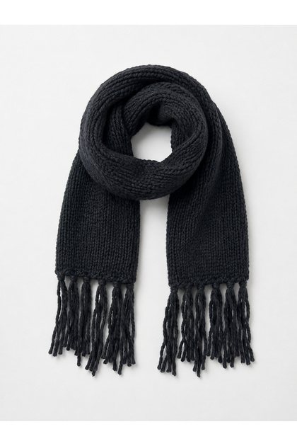 Large Size Soft Knitted Scarf Women's Black