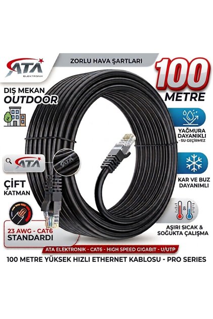 100 Meters Outdoor Cat6 Double Layer Internet Cable Outdoor Uv-Protected 2 Layer High Speed Double Layer Pe+Pvc Anti-Interference 23Awg Rain Water Snow Earth Solar Uv Protection