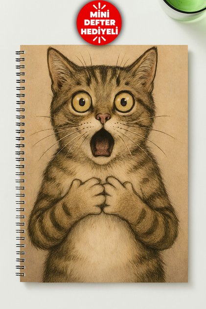 Confused Cat A5 Metal Spiral Unlined Cardboard Cover Confused Cat Notebook