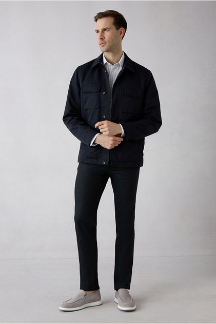 Regular Fit Standard Cut Patterned Side Pocket Canvas / Chino Trousers