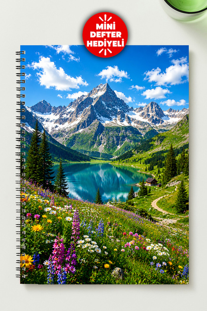 Alp Mountains Themed A5 Metal Spiral Unlined Cardboard Cover Special Design Themed A5 Notebook