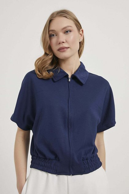Armalife 7833 zippered neck short sleeve premium women's sweatshirt
