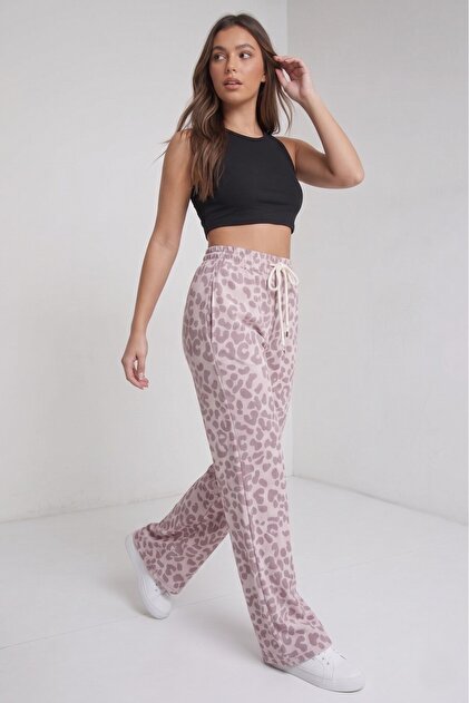 Women's Patterned Palazzo Trousers High Waist Wide Leg Comfortable Casual