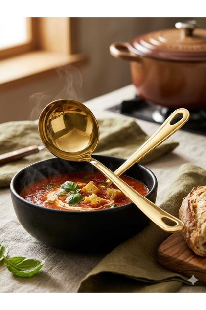 Gold Color Stainless Steel Serving Spoon - Stylish Presentation and Preparation Spoon