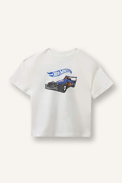 %100 Pamuk Hot Wheels Regular Fit Kısa Kollu Tişört Erkek Bebek H4766A526SM
