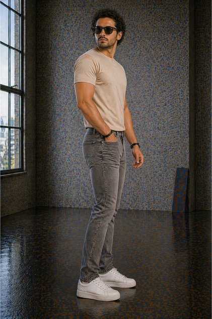 Jeans Men's Gray Regular Fit Lycra Jean Trousers Comfortable Fit Daily Denim