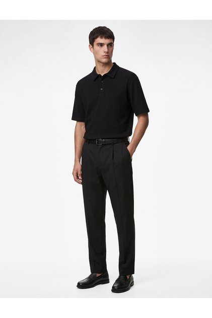 Regular Fit Short Sleeve Buttoned Polo Collar T-Shirt