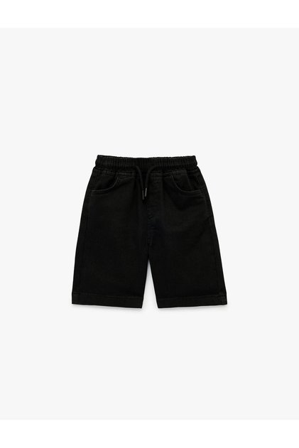 Slim Fit Cotton Basic Shorts with Tie Waist