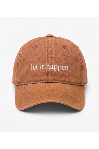 ''Let It Happen'' Embroidered Washable Cap /''Let It Happen'' Embroidered Washed Baseball Cap