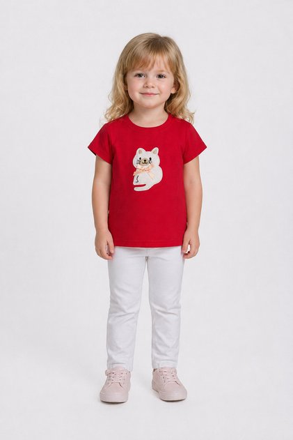 1-4 Years Old Girls' 95% Cotton T-Shirt