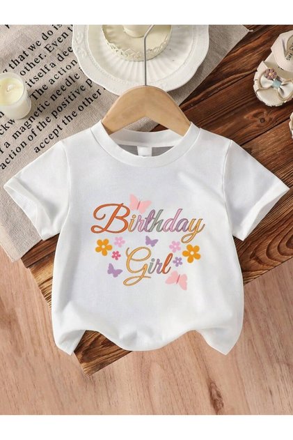 Birthday Girl Printed Crew Neck 100% Cotton Short Sleeve Kids and Teenagers T-Shirt