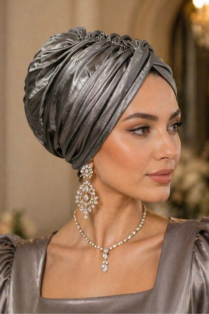 Antrasit Parlak Hazır Burgu Düğüm Bone