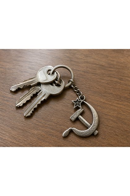 Star Detailed Sickle Hammer Figured Metal Keychain Durable Gift